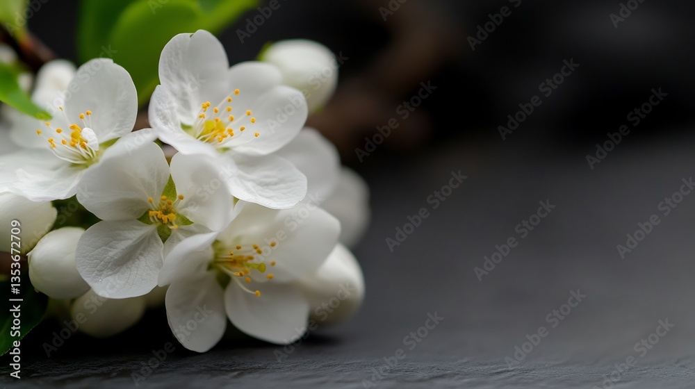 Fototapeta premium Serene White Blossoms on Dark Background