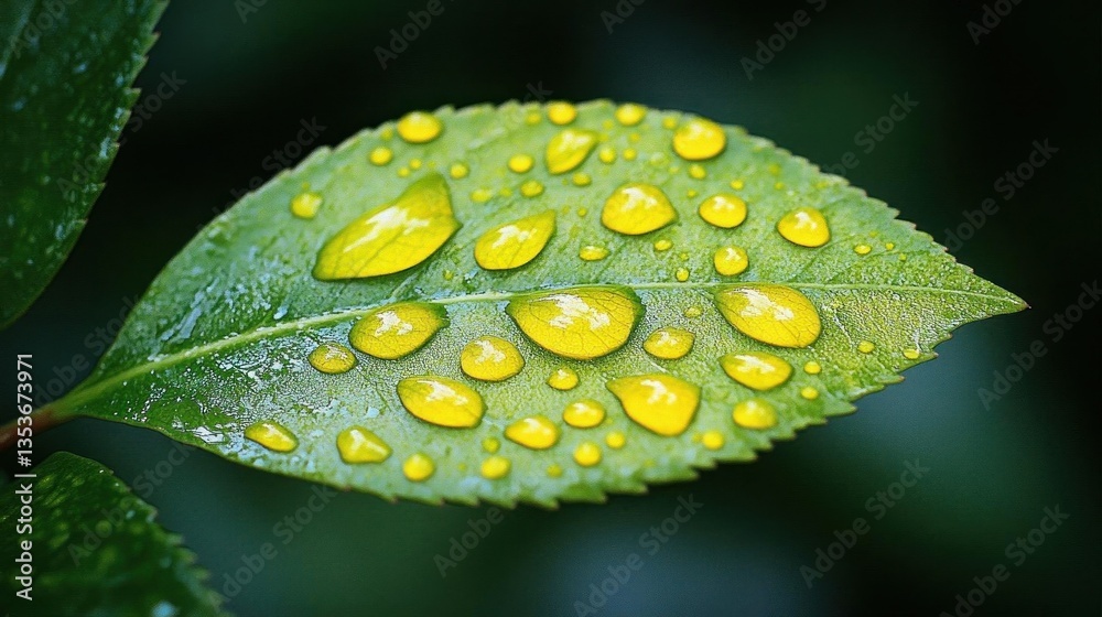 Green leaf with water droplets nature background Green leaf with water droplets nature background