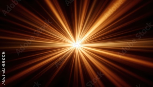 Abstract Light Rays in a Dark Background Illustrate an abstract composition with dynamic light rays in various warm tones bursting from a central point