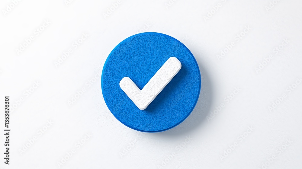 3D Render Blue Circle Check Mark Icon Success Approval Complete 3D Render Blue Circle Check Mark Icon Success Approval Complete