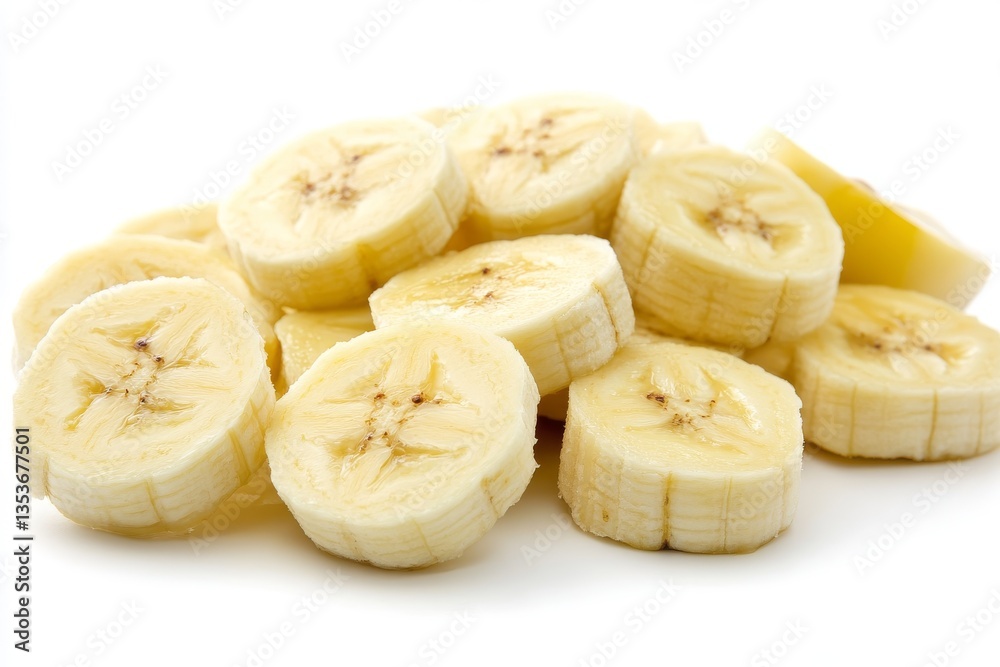 Fresh Banana Slices Isolated on White Background Fresh Banana Slices Isolated on White Background