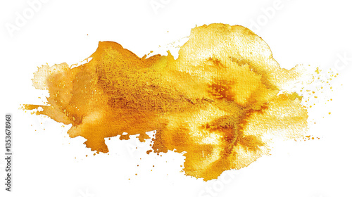 Gold Watercolor Stain on PNG Transparent Background. Golden, Texture, Splash, Watercolor, Water, Liquid, Paper, Artistic, Banner, Art, Abstract, Bright, Colour, Graphic
