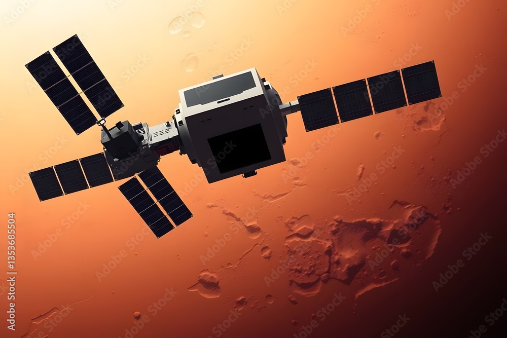 Fototapeta premium Mars Orbiter Views Red Planet Surface from Space