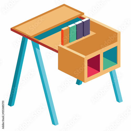 collapsible study table with built in storage
