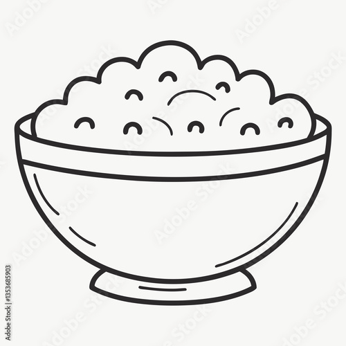 simple bowl filled with textured food illustration for cooking-themed designs, minimalist kitchen decor, recipe visuals, or educational materials
