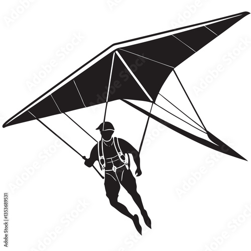 Extreme Hang Gliding Glider Flying Silhouette