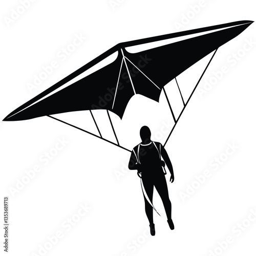 Extreme Hang Gliding Glider Flying Silhouette