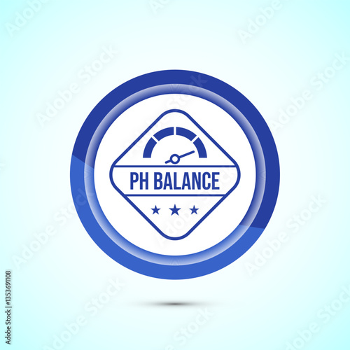 PH balance icon design illustration. Neutral PH balance icon sign, Free acidity concept, Blue color button design