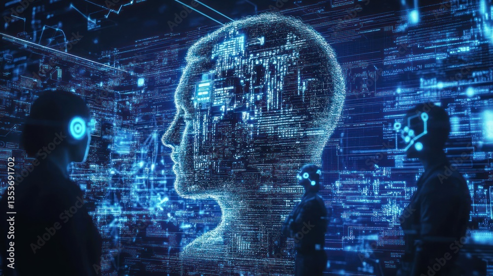 Human machine interface simulation representing artificial intelligence analysis Human machine interface simulation representing artificial intelligence analysis