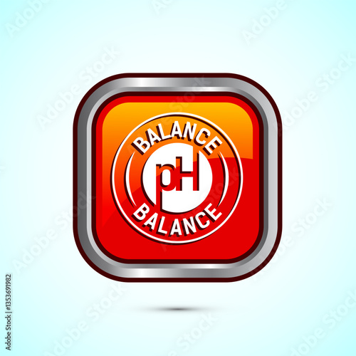 PH balance icon design illustration. Neutral PH balance icon sign, Free acidity concept, Orange color square button design