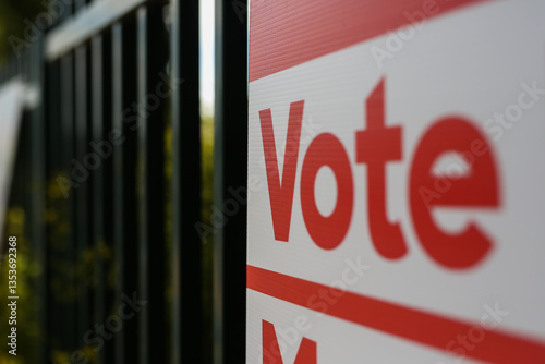 Vote sign outside a polling booth at an election