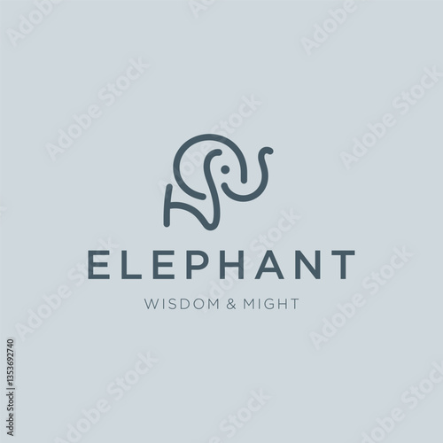 Minimalist Elephant Line Art Logo – A refined elephant logo symbolizing wisdom and strength.