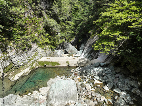 Obraz na płótnie 愛媛県西条市 止呂峡の風景 w salonie