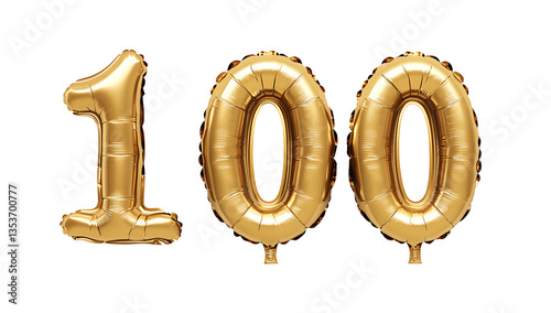 3D number 1000 golden balloon isolated on white background.PNG