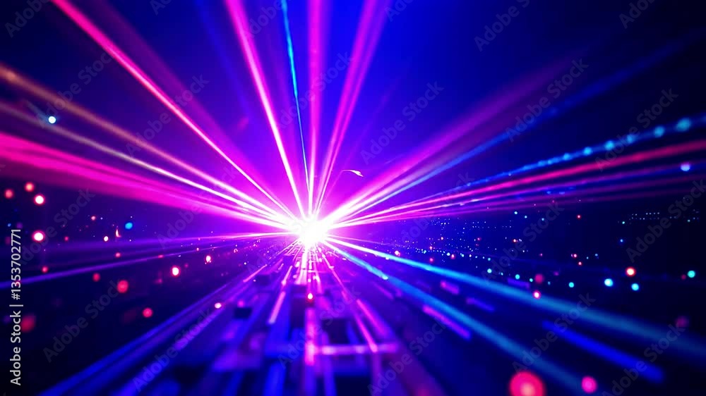 Shiny blue space bursts with star-like light rays