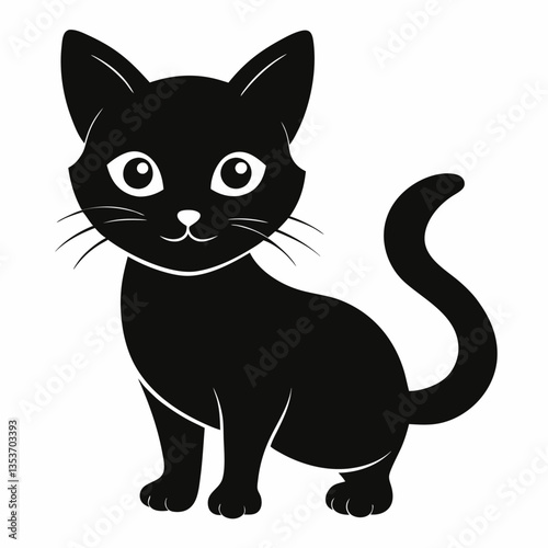 black and white cat vector