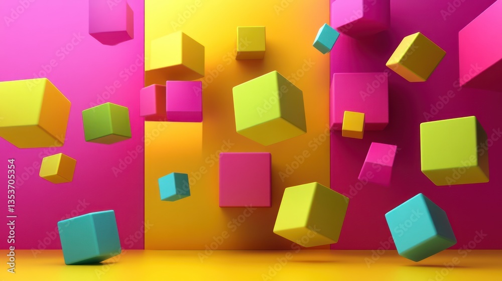 vibrant array of floating cubes a playful dance of geometric shapes and dynamic colors against a lively backdrop promoting joy and creativity vibrant array of floating cubes a playful dance of geometric shapes and dynamic colors against a lively backdrop promoting joy and creativity