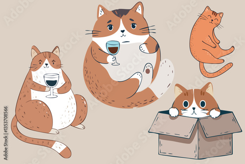 Cat Vector Set Funny Cat
Cute and funny cat illustrations Cat Illustration set Handmade scribbles doodle illustrations