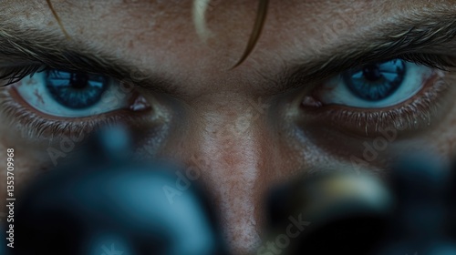 Intense Close-up of a Focused Person
