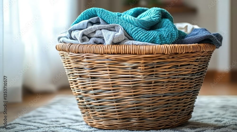 Obraz premium Laundry basket overflowing with clothes (3)