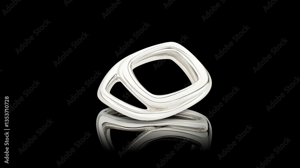 Naklejka premium A silver ring with a square cutout.