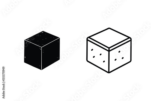 Isometric Cube Icons Solid, Outline, Block, Design Elements