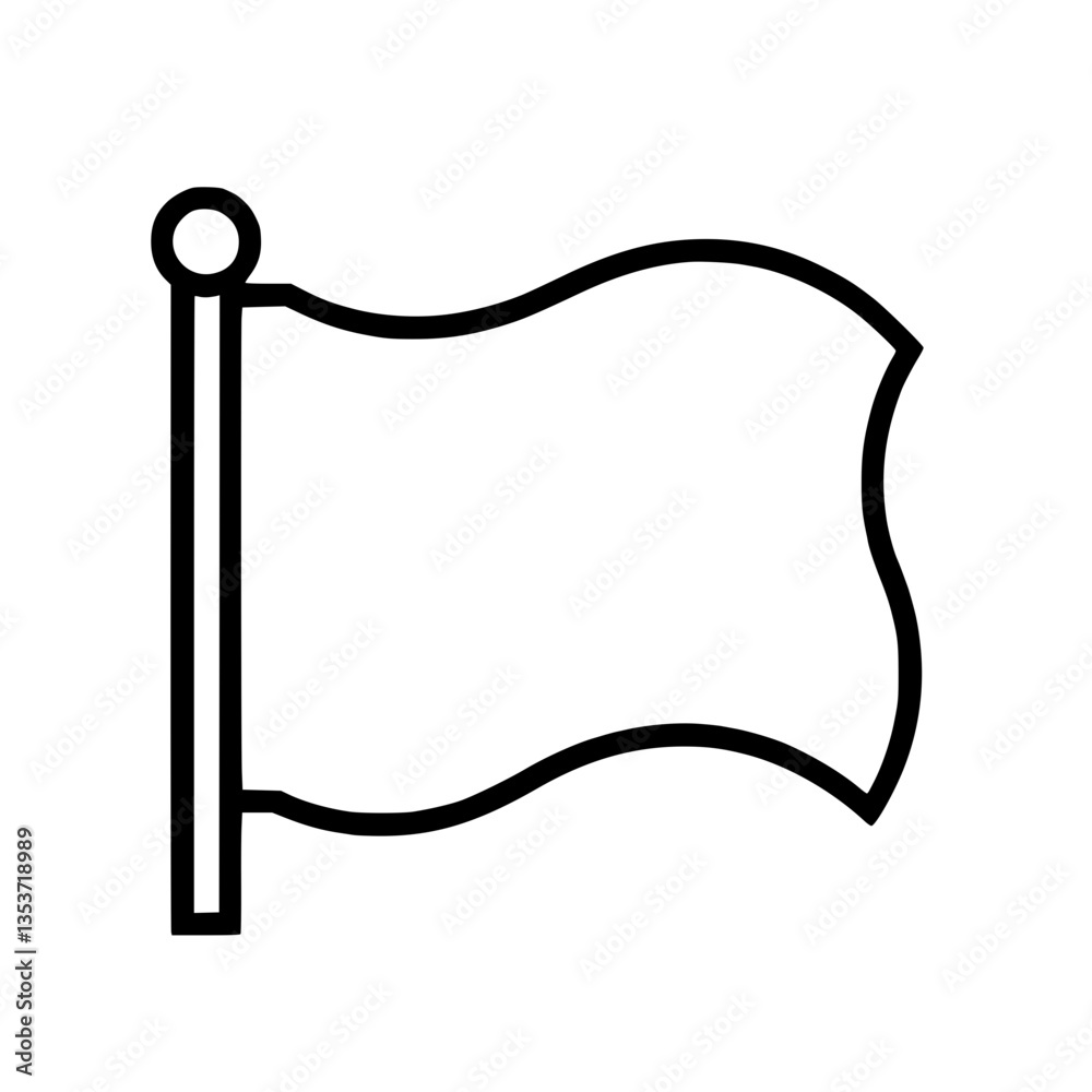 Illustration of a flag on a pole waving Simple design featuring lines and a fill ideal for various uses requiring a clear graphic flag icon