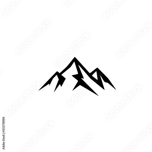 Stylized mountain range in silhouette against a Peaks are jagged and sharp suggesting a rugged challenging landscape