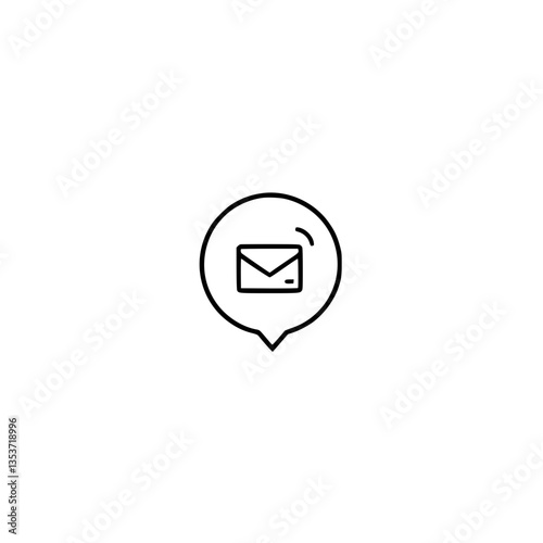 Email notification icon in a location pin A minimalist design perfect for user interface and app design New message in your inbox!