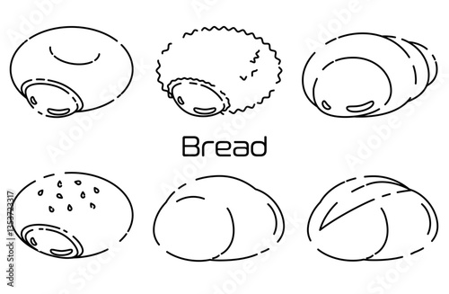 シンプルなパンの線画イラスト