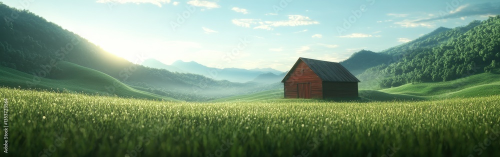 Fototapeta premium Tranquil farm at sunrise