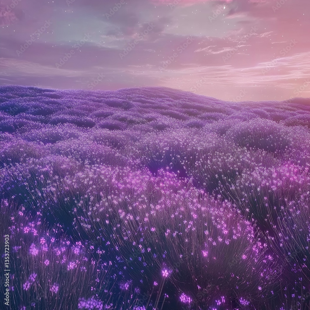 Fototapeta premium Lavender field at sunset in Provence France with purple flowers and a beautiful countryside landscape