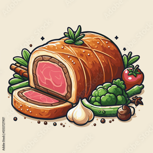 meat, food, traditional, slice, dinner, pastry, meal, beef, cooking, red, lunch, holiday, wellington, sauce, roasted, recipe, puff, cut, fillet, stuffed, steak, pie, christmas, tradition, ingredient, 