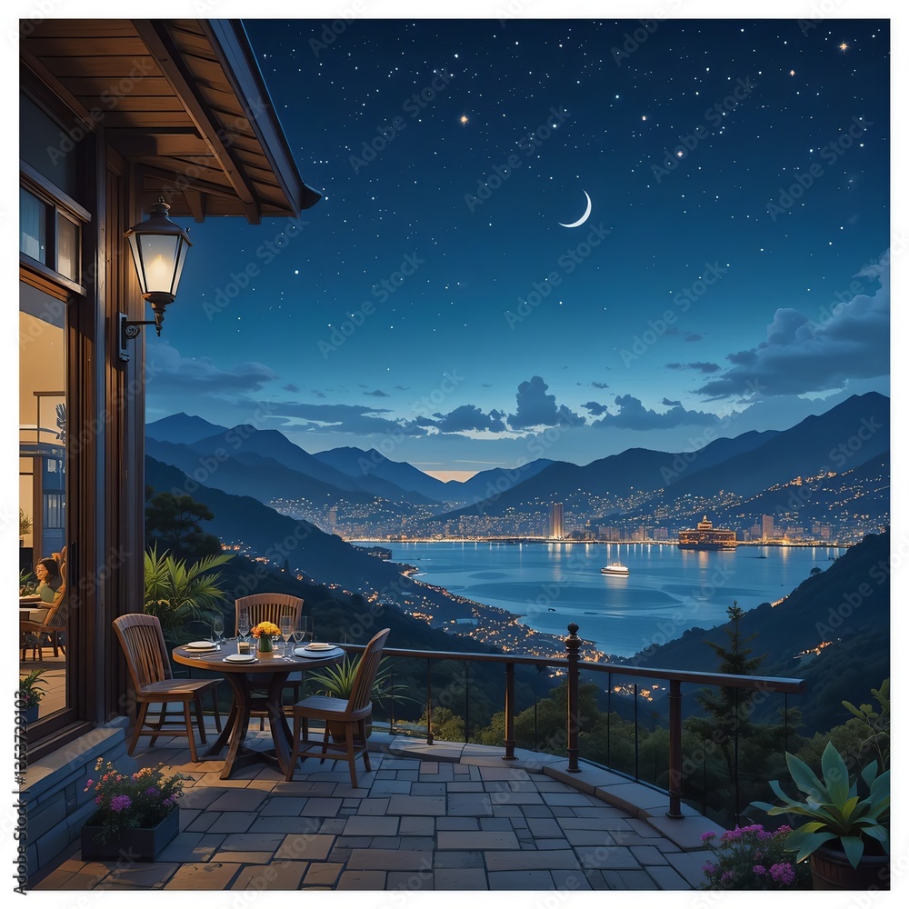 Fototapeta premium Una deslumbrante vista nocturna en un hermoso lugar.
