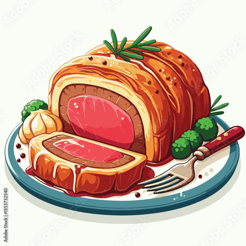 meat, food, traditional, slice, dinner, pastry, meal, beef, cooking, red, lunch, holiday, wellington, sauce, roasted, recipe, puff, cut, fillet, stuffed, steak, pie, christmas, tradition, ingredient, 