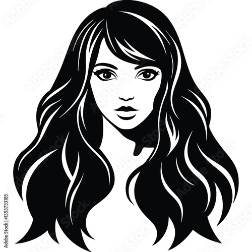 woman face with long black hair