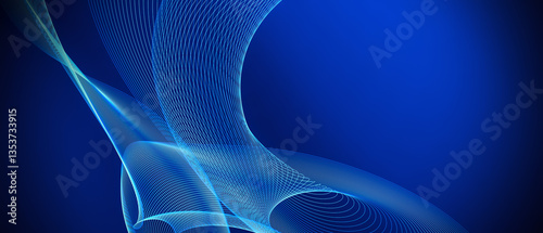 Fotografia Intricate Blue Abstract Design With Flowing Lines and Curves