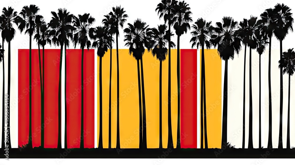 Obraz premium Palm Trees & Colorful Stripes