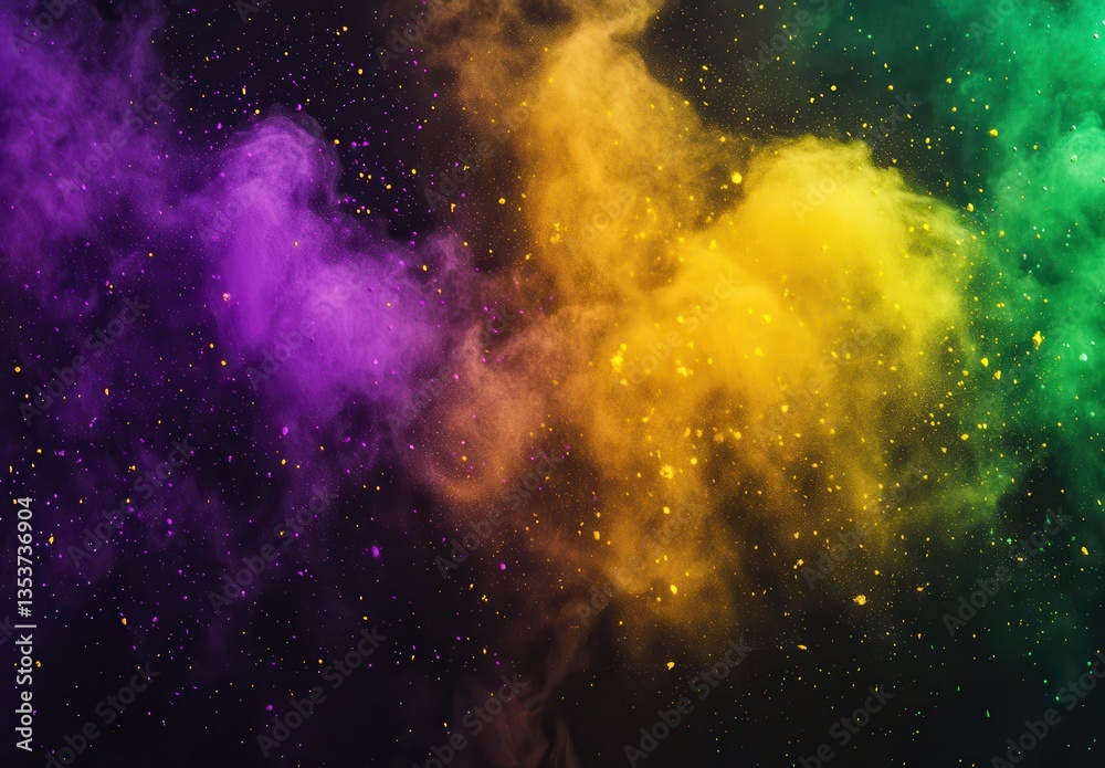 Naklejka premium Colorful Smoke Clouds in Purple and Yellow against Dark Background for Creative Art and Design Projects