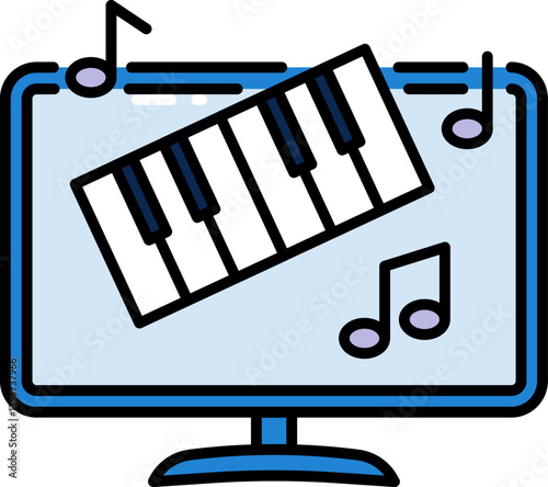 Piano tutorial channel line icon