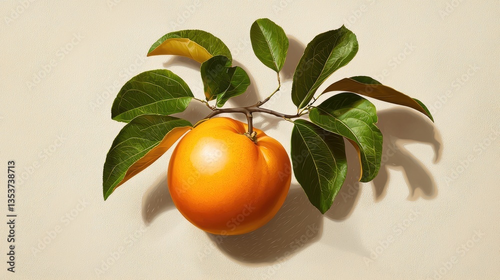 19th-century style botanical depiction of a persimmon with precise detailing, subtle golden tones, and a soft paper texture. 19th-century style botanical depiction of a persimmon with precise detailing, subtle golden tones, and a soft paper texture.
