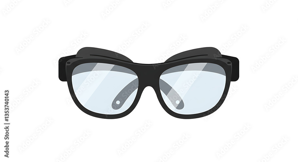 Cartoon Black Goggles or Safety Glasses Protective Eyewear Isolated on White Cartoon Black Goggles or Safety Glasses Protective Eyewear Isolated on White