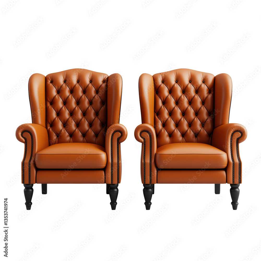Fototapeta premium Elegant leather armchairs in classic design