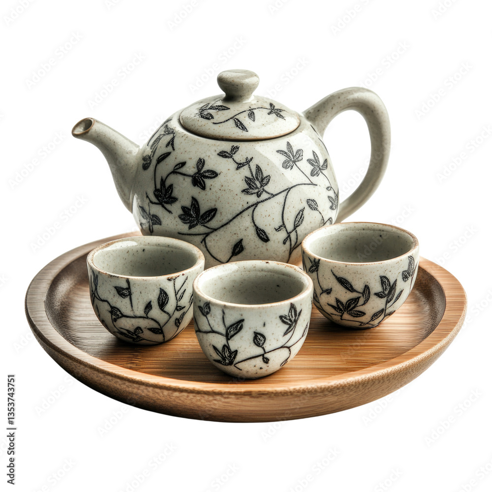 A delicate chinese tea set isolated on tranparent background A delicate chinese tea set isolated on tranparent background