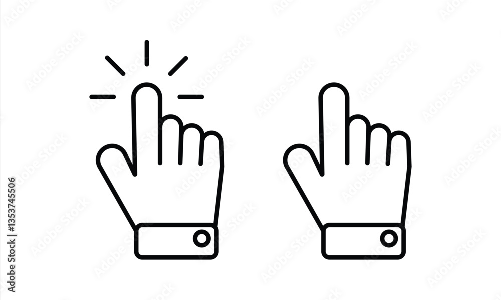 Fototapeta premium Computer mouse click cursor icon. Click cursor collection. Clicking finger. Hand pointer icon. Cursor. Vector illustration