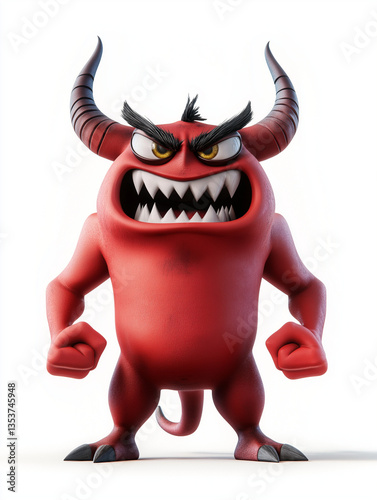 cute 3D devil character isolated on white background