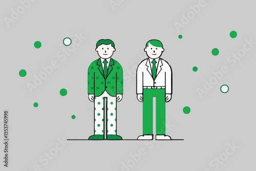 Two Businessmen: Side-by-Side, Professional Collaboration, Business Partnership Concept Illustration. 