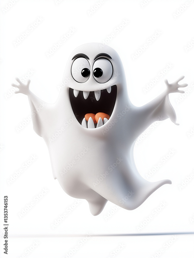 cute 3D ghost character isolated on white background cute 3D ghost character isolated on white background