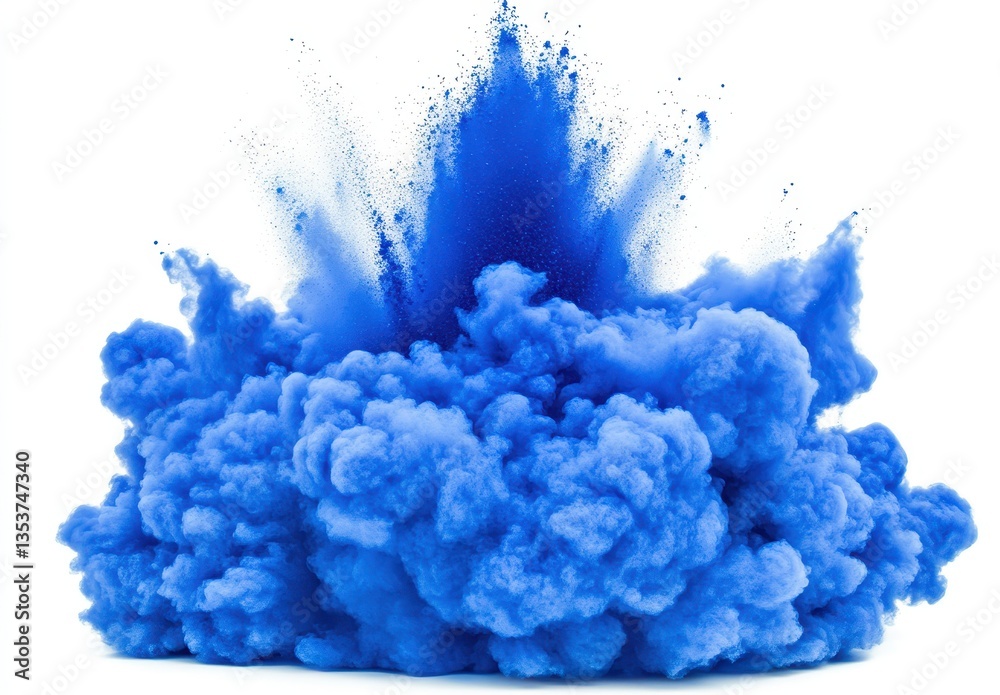 Fototapeta premium Explosive Blue Smoke Cloud Burst Forming Artistic Background for Creative Visuals and Design Projects