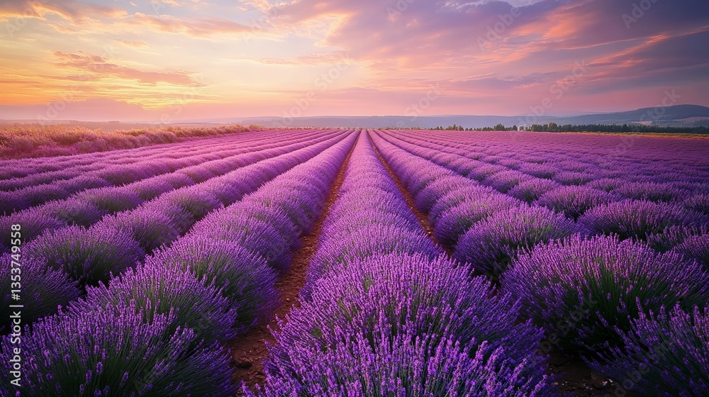 Obraz premium Dreamy Lavender Field with Endless Purple Blooms – A Tranquil Floral Paradise